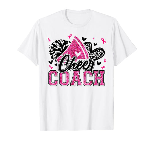 Football Cheer Coach Pink Ribbon Breast Cancer Awareness T-Shirt