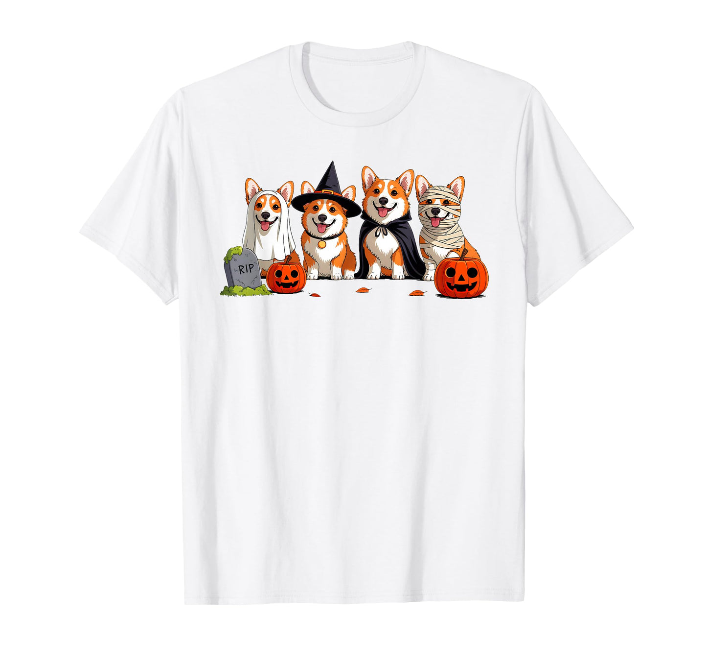 Corgi Dog Ghost Witch Mummy Pumpkin Funny Halloween Costume T-Shirt