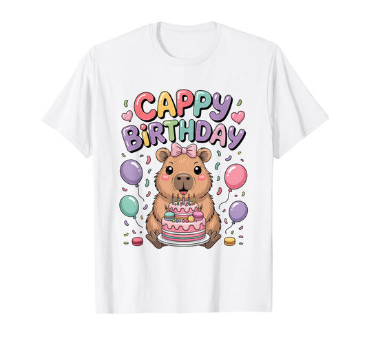Capybara Birthday Girl Capybara Animal Lovers Bow Party T-Shirt