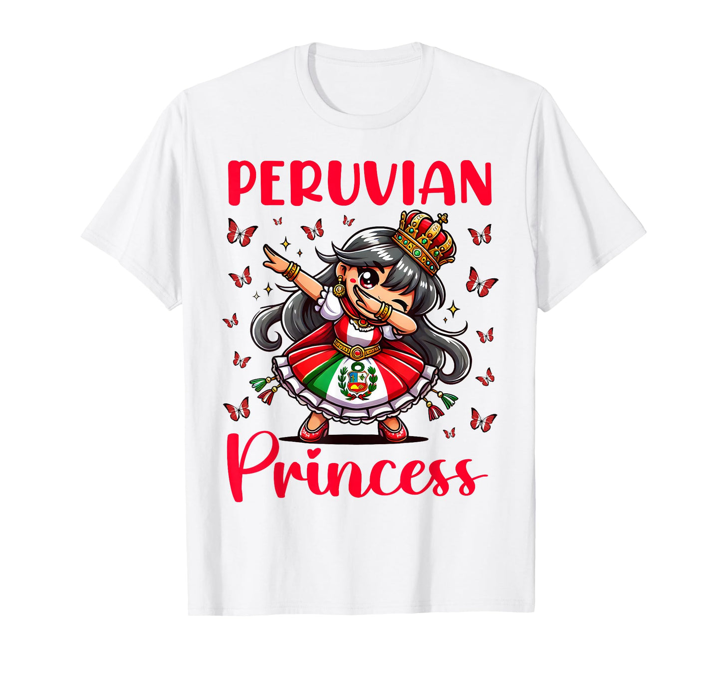 Peruvian Princess Dab Girl Flag Dress Cultural Girls Kids T-Shirt