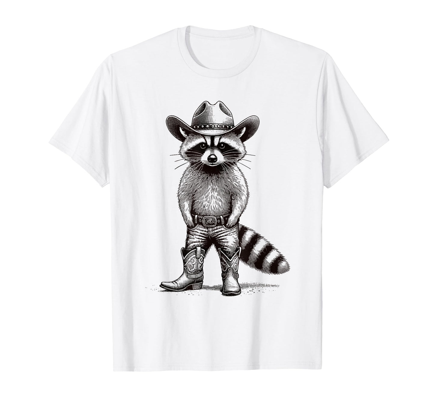 Country Animal Themed Gifts For Men, Women & Youth Vintage Cowboy Hat Raccoon & Cowgirl, Funny Western T-Shirt