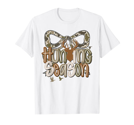 Camo Coquette Bow Deer Hunt Duck Hunting Women Girls Kids T-Shirt