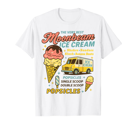 Vintage Moonbeam Ice Cream Truck Retro Double Scoop Popsicle T-Shirt