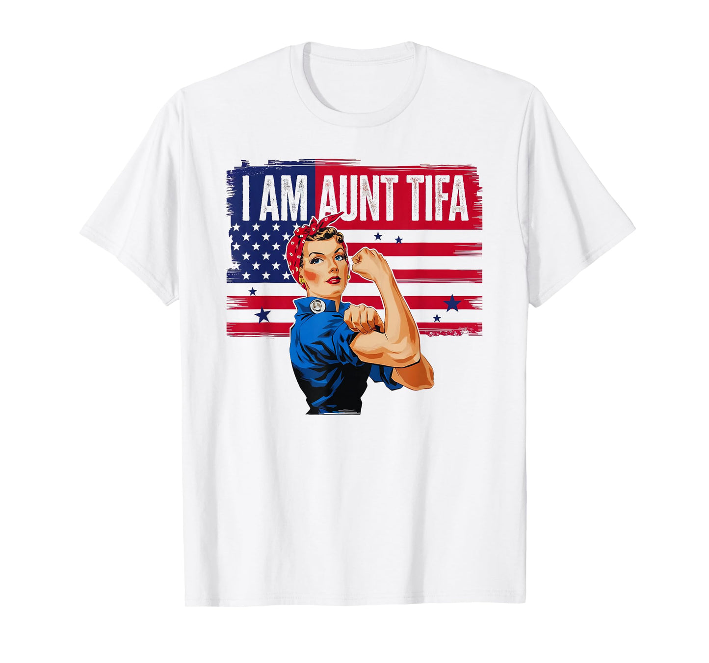 I Am Aunt Tifa Woman's Girl America Flag T-Shirt