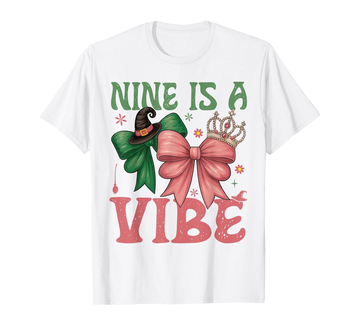 Nine is A Vibe 9th Birthday Girl Witch 9 Years Old Girls T-Shirt