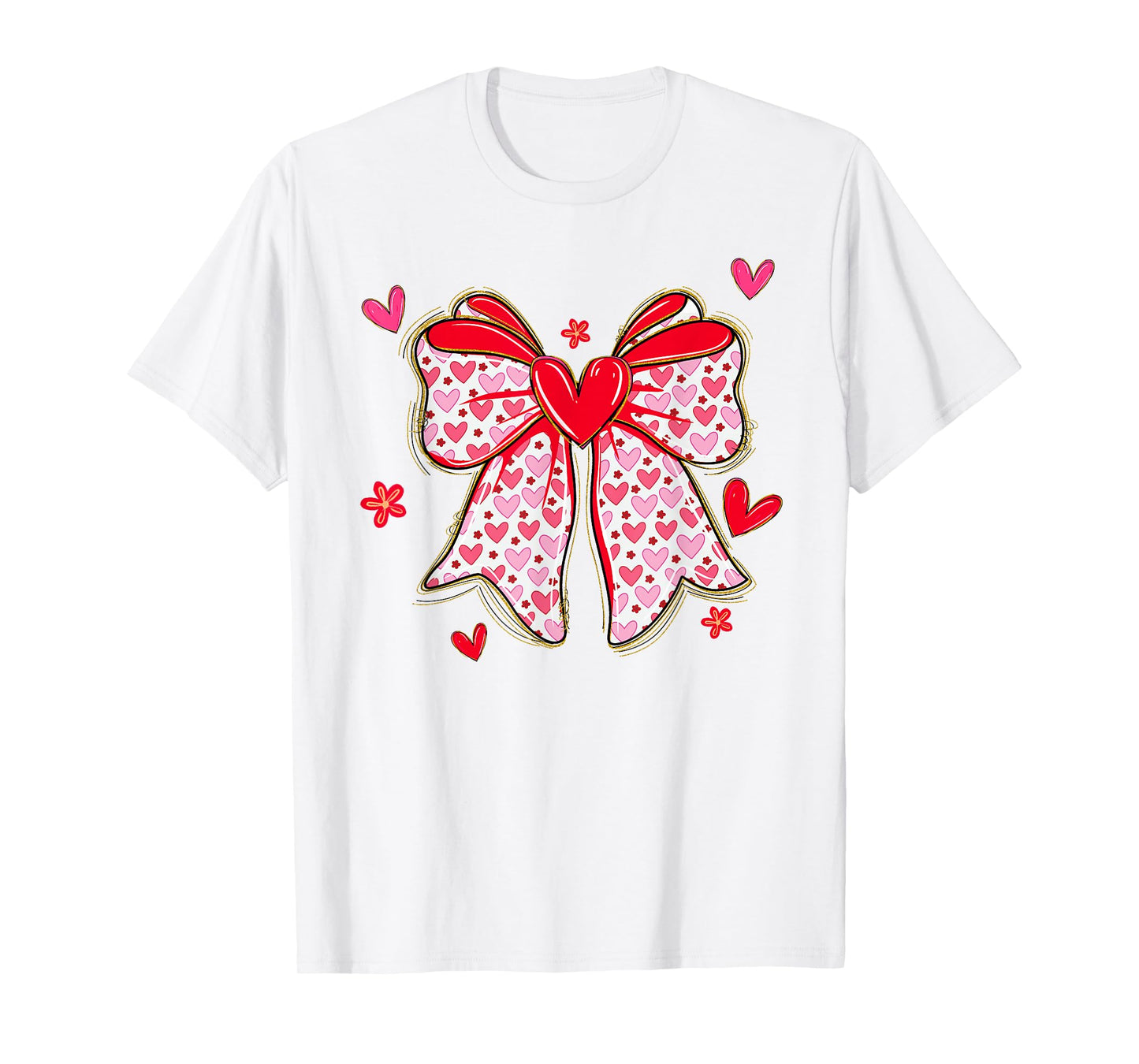 Valentines Day Hearts Coquette Bow Women Girls T-Shirt