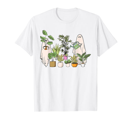 Ghost Plant Lady Halloween Gardening Plant Houseplant Lovers T-Shirt