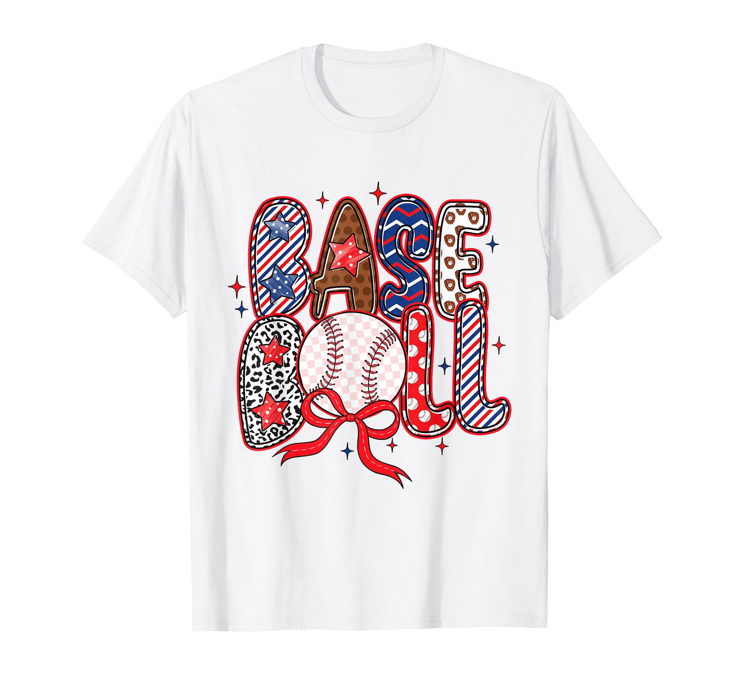 Coquette Bow Baseball Game Day Baseball Mom Mama Girls Kids T-Shirt