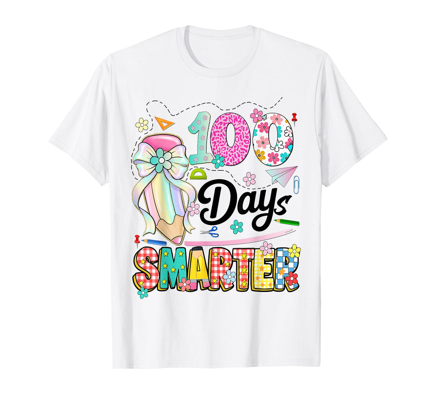 100th Day of School Kids Girls 100 Days Smarter Teachers T-Shirt