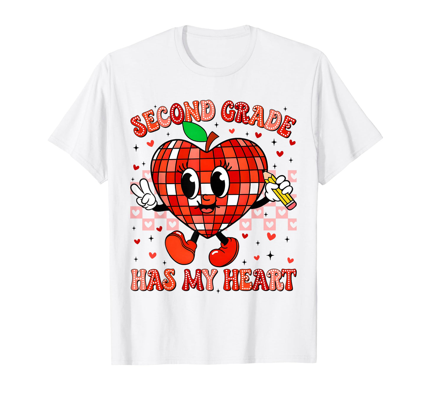 Second Grade Has My Heart Peace Sign Outfit Teacher Men Wome T-Shirt