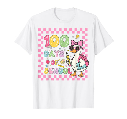 100 Days of School Preppy Goose 100th Day of School Girls T-Shirt
