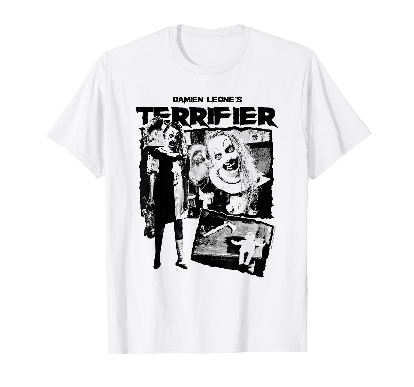 Terrifier Little Pale Girl Creepy Collage Horror Movie T-Shirt