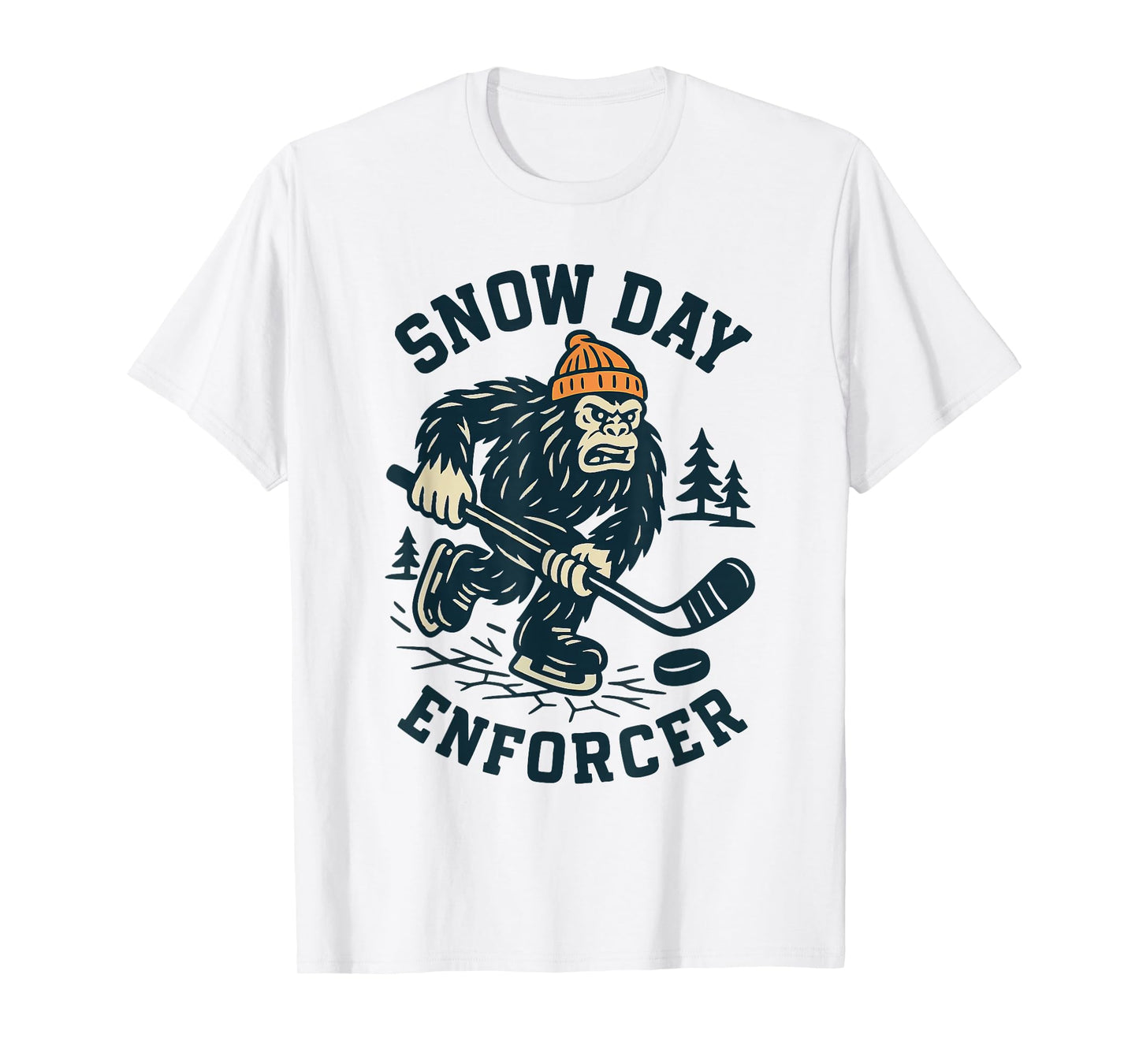 Snow Day Enforcer Abominable Snowman Hockey Player T-Shirt