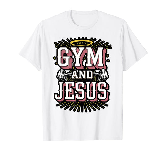 Gym and Jesus Faith Fitness Design T-Shirt