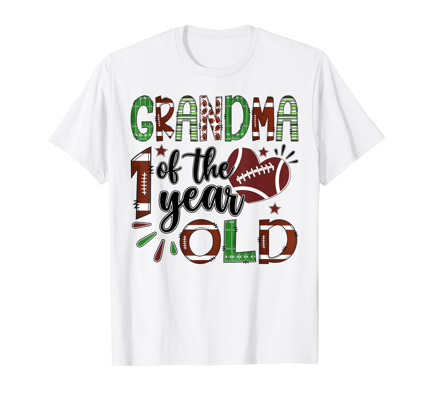 Grandma of The 1 Year Old Football 1st Birthday Boy Matching T-Shirt