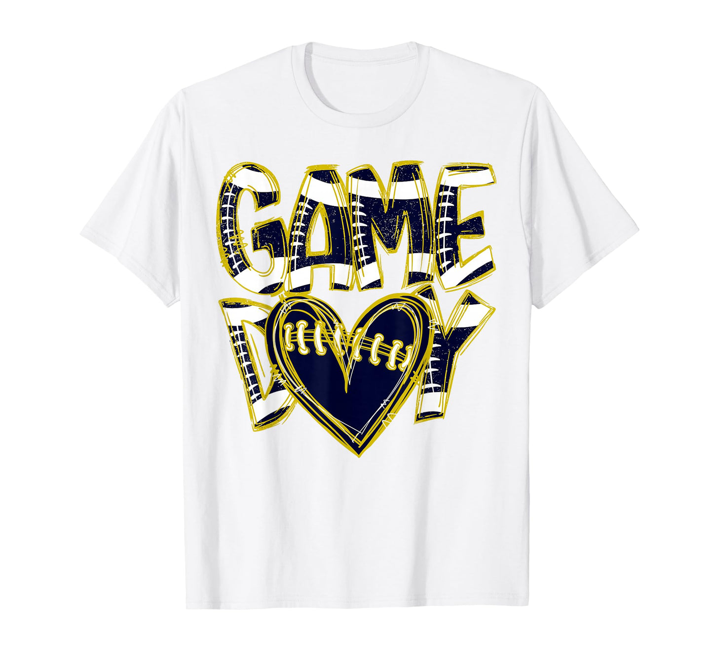 Game Day Football Team Spirit with Blue and Yellow Vibes T-Shirt