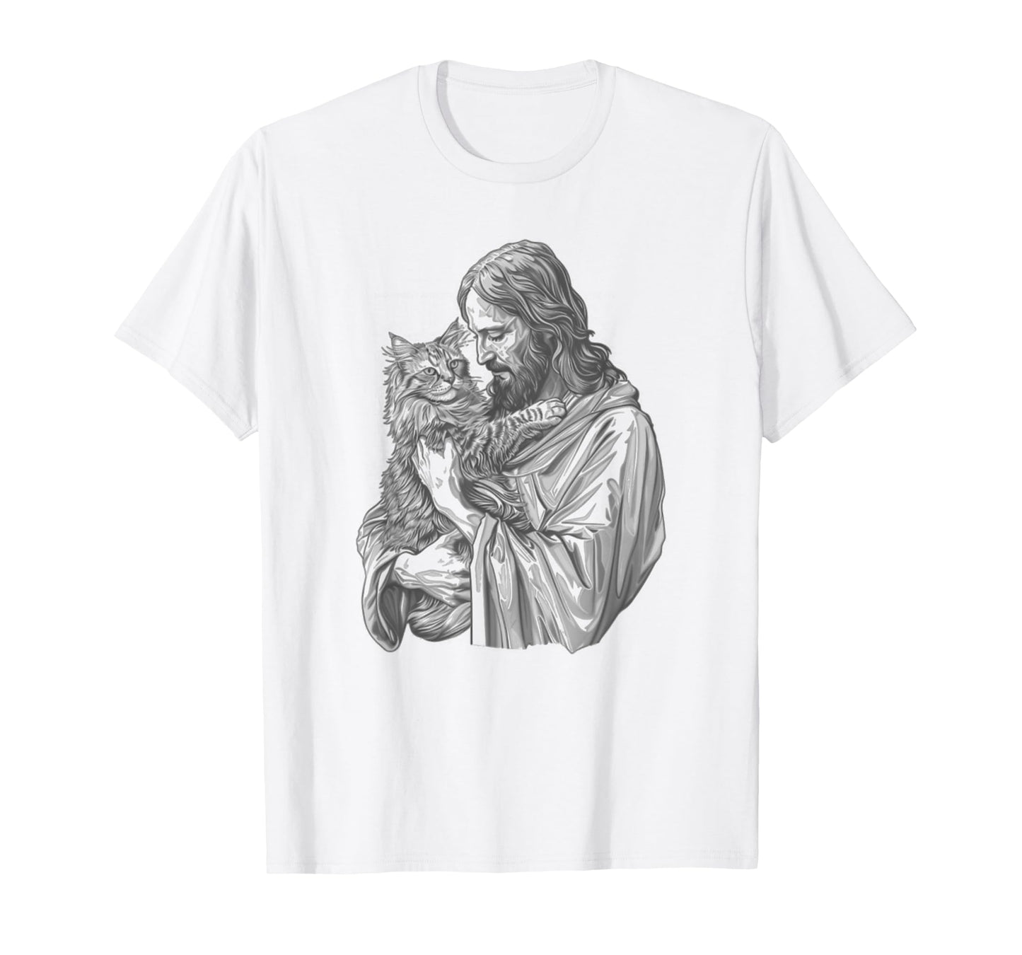 Jesus Holding Maine Coon Cat Longhair Pet Cat God T-Shirt for Men Women