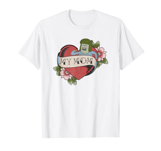 Regular Show Muscle Man My Mom Heart Tattoo Funny Cartoon T-Shirt