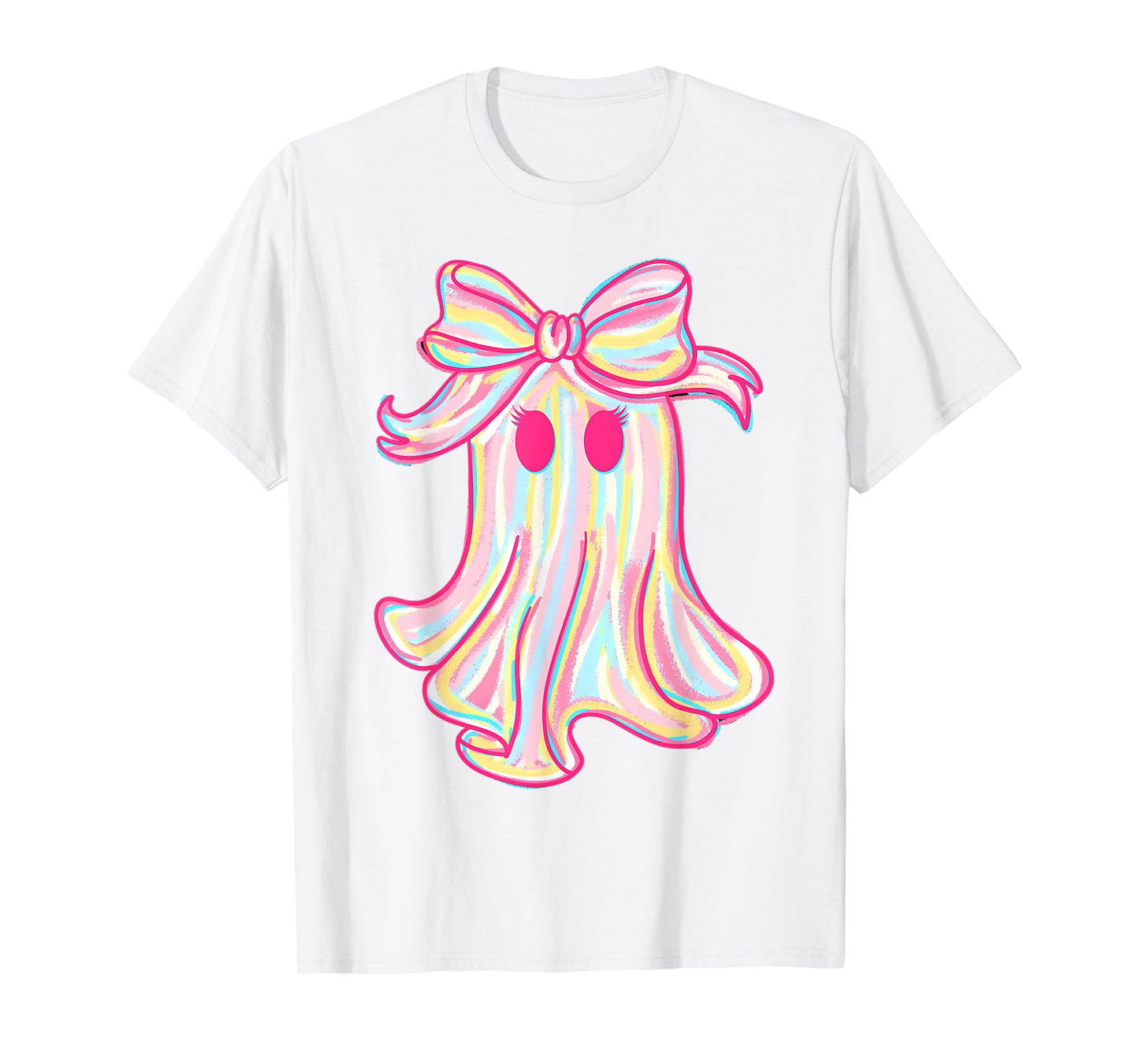 Preppy Pink Boo Ghost Coquette Bow Halloween Spooky Season T-Shirt