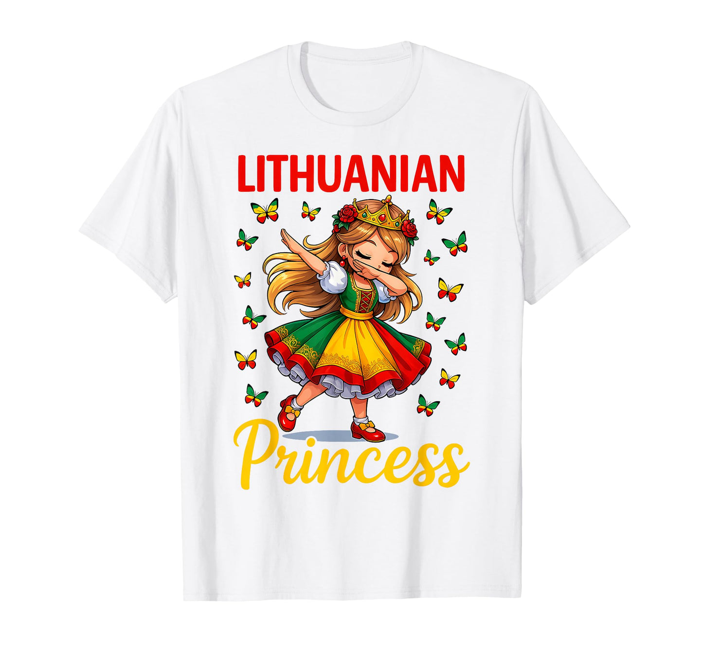 Lithuanian Princess Girl Dab Cute Traditional Dress Girls T-Shirt