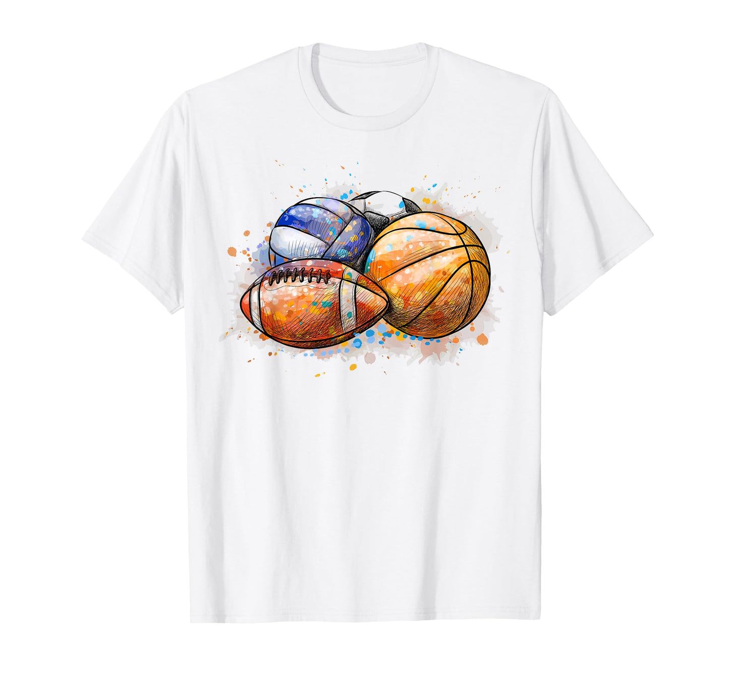 Sports Balls Colorful Basketball Football Baseball T-Shirt