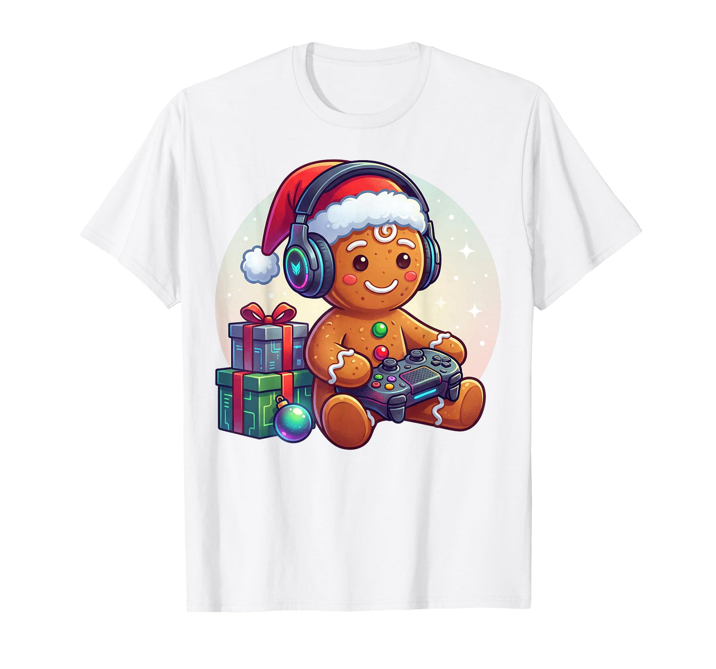 Funny Christmas Gamer Gingerbread Xmas Gaming Men Boys Kids T-Shirt