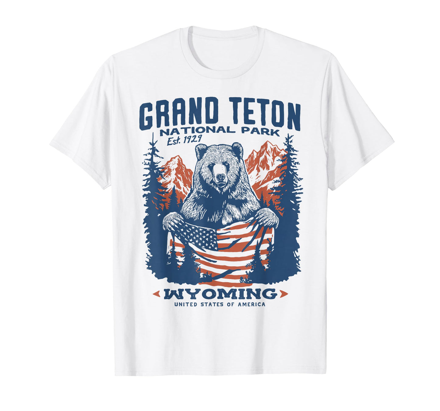 Patriotic Grand Teton Park Bear Flag T-Shirt