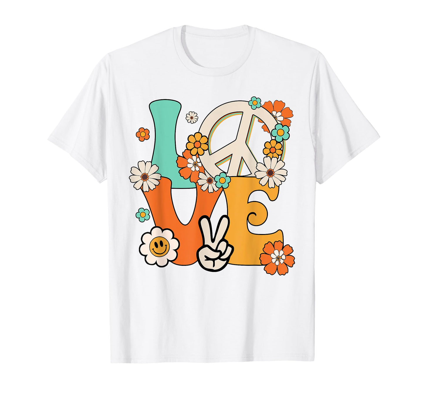 PEACE SIGN LOVE T Shirt 60s 70s Tie Dye Hippie Costume T-Shirt