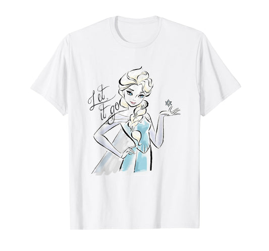 Disney Frozen Let It Go Elsa Vintage Sketch Outline T-Shirt