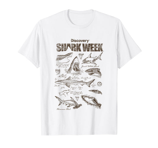Shark Week Infographic Sharks Textbook Jumble T-Shirt