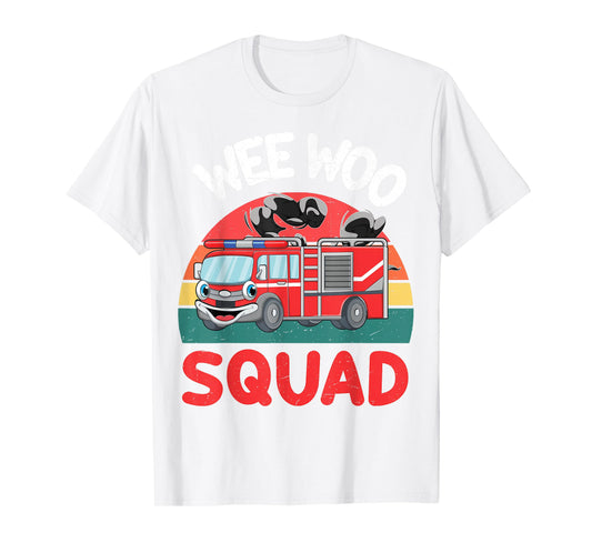 Toddler Wee Woo Squad Funny Firefighter Fireman Fire Truck T-Shirt