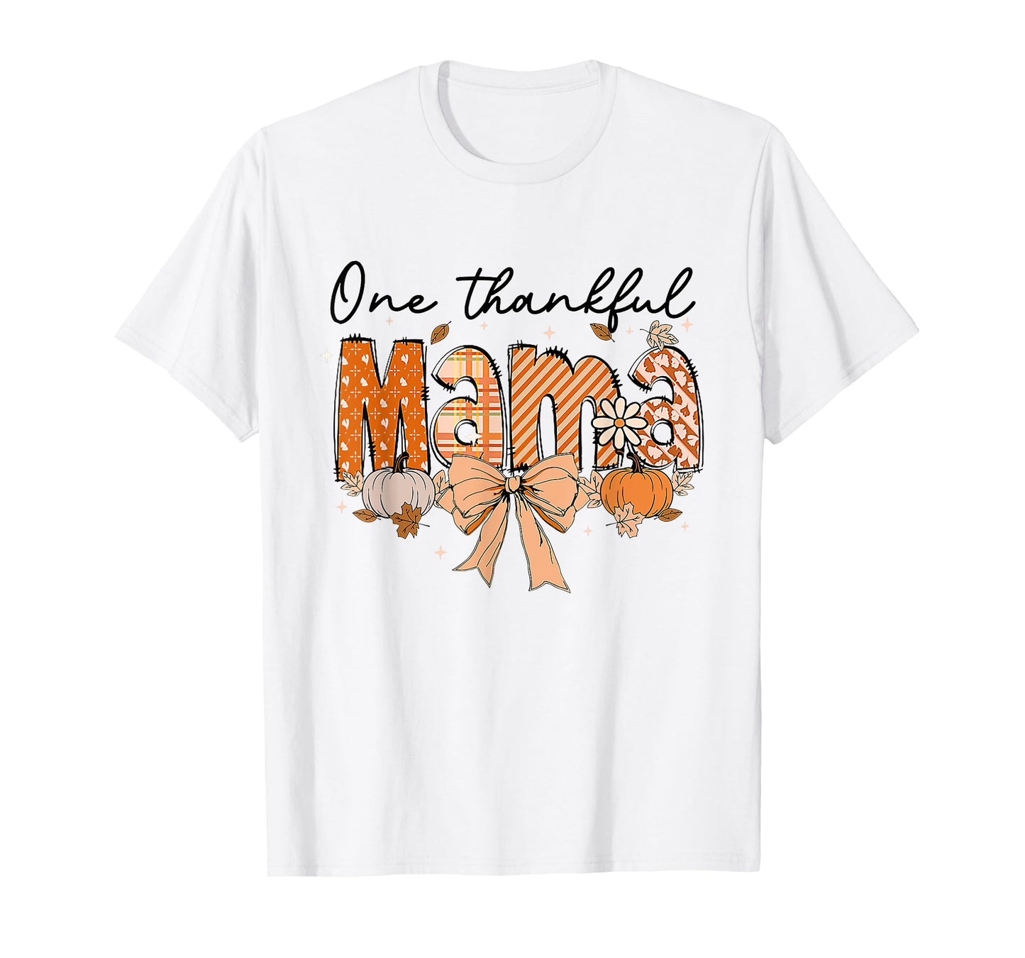 One Thankful Mama Pumpkin Fall Coquette Bow Thanksgiving Mom T-Shirt