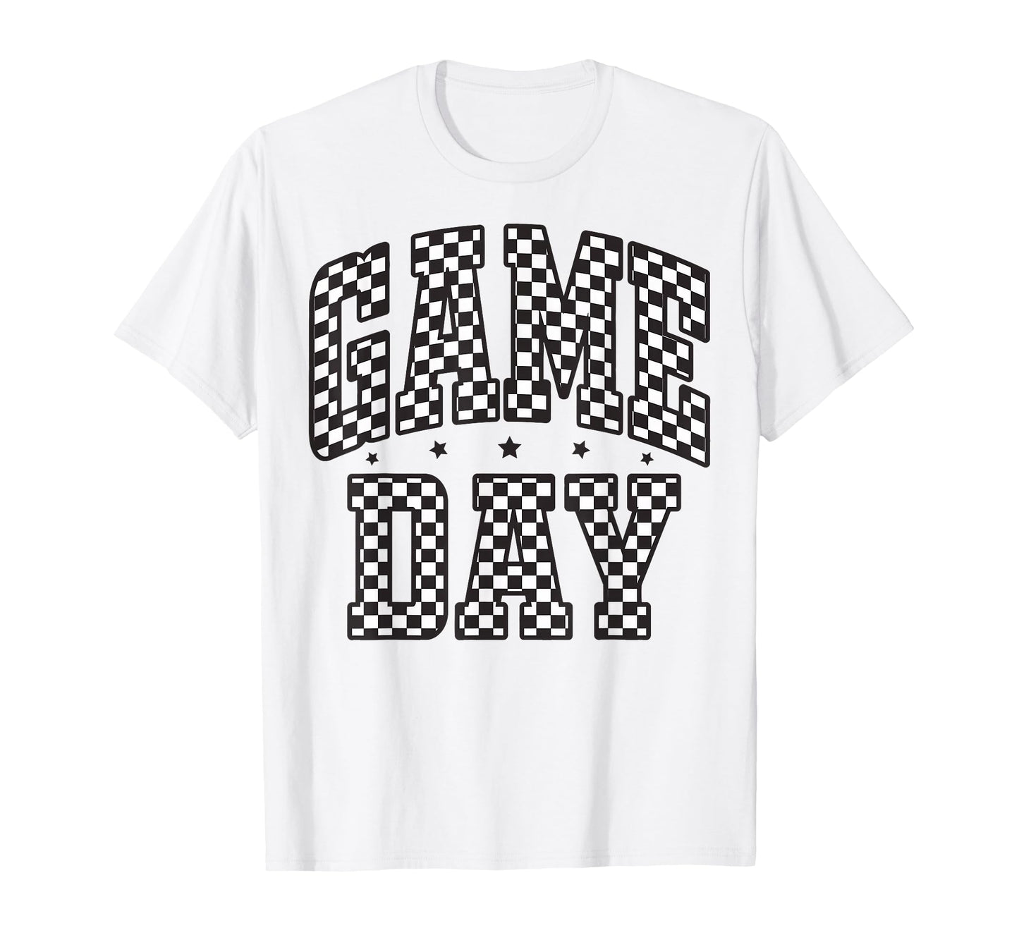 Funny Checkered Game Day Football Black White Gift Women T-Shirt