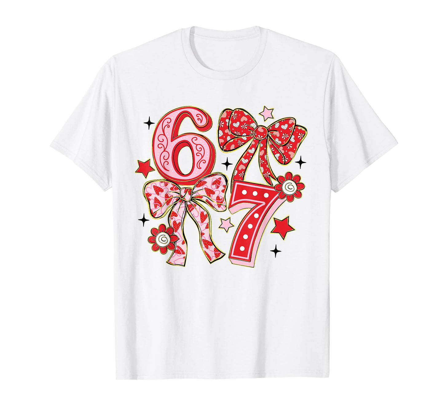 Six Seven 67 Meme Coquette Bow 6 7 Valentines Day Girls Kids T-Shirt