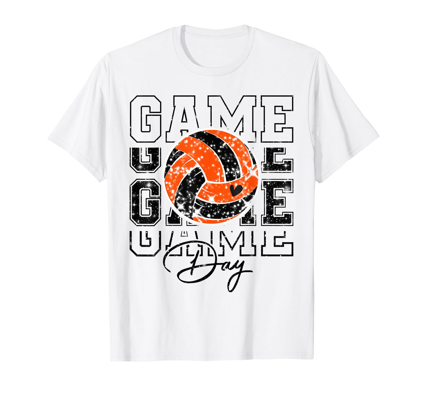 Volleyball Game Day Girls Volleyball Mom Orange & Black T-Shirt