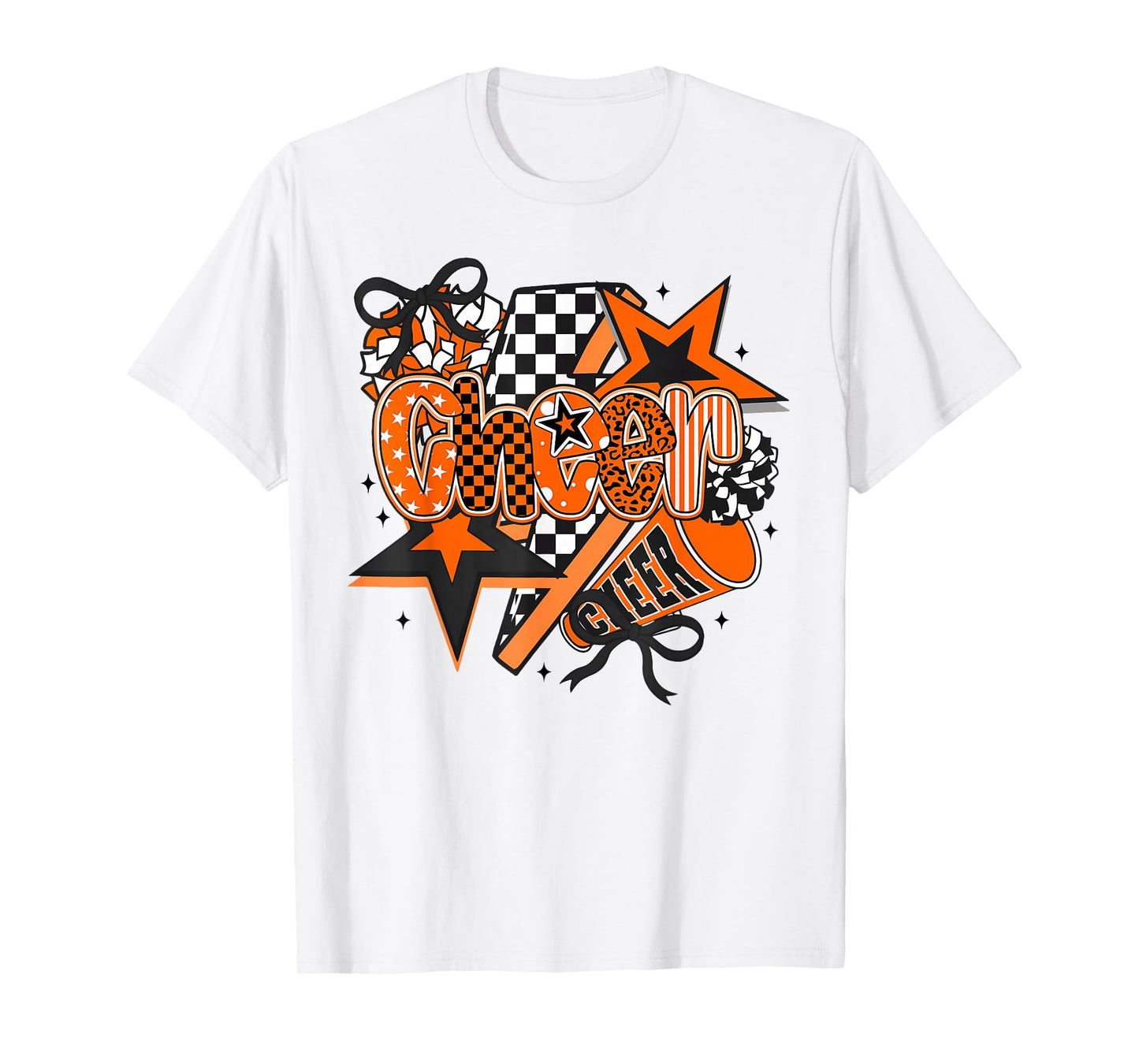 Preppy Cheer Game Day Cheer Mom Cheerleader Go Cheer Orange T-Shirt