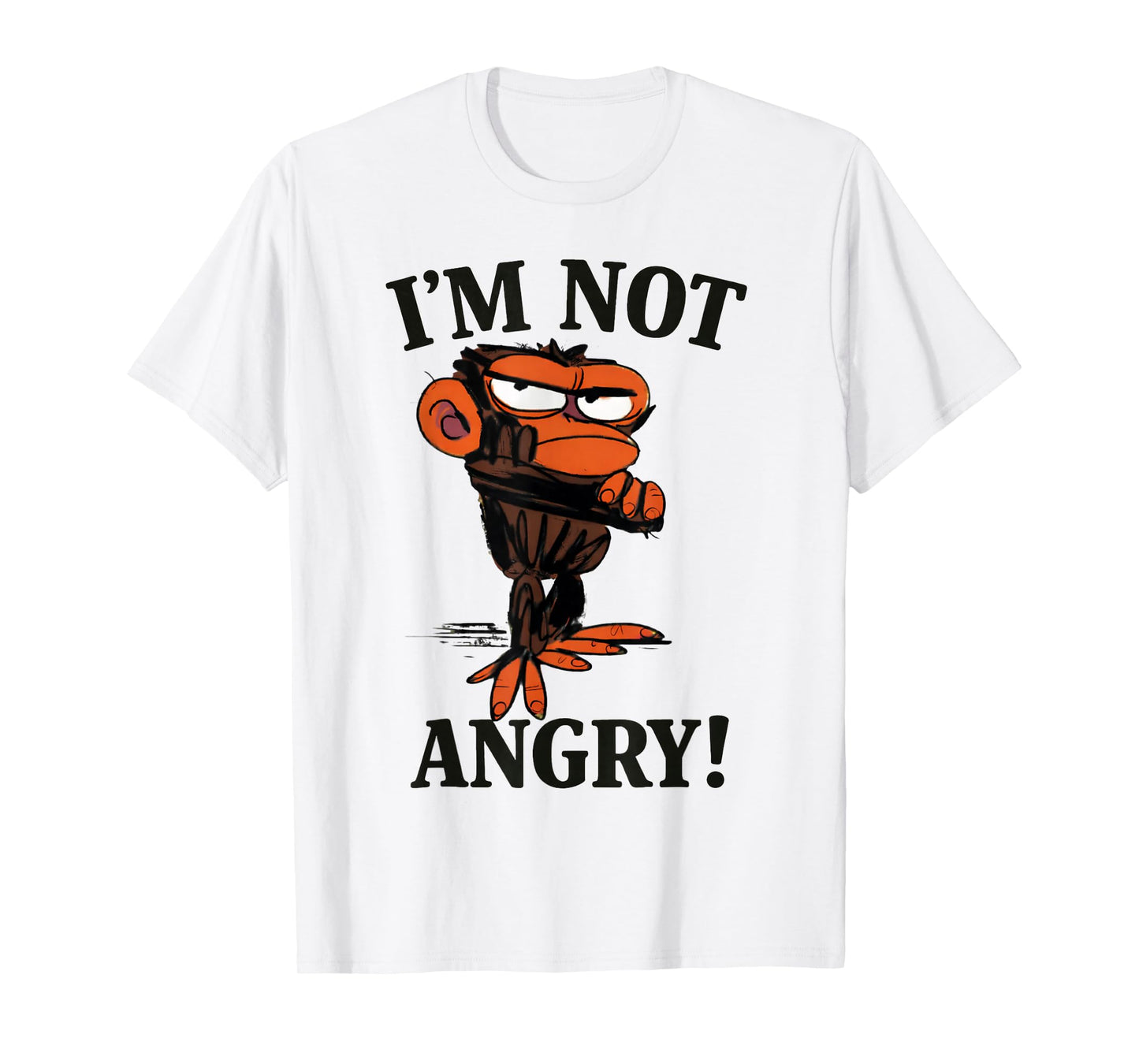 Humor I'm Not Angry Grumpy Funny Monkey Meme T-Shirt
