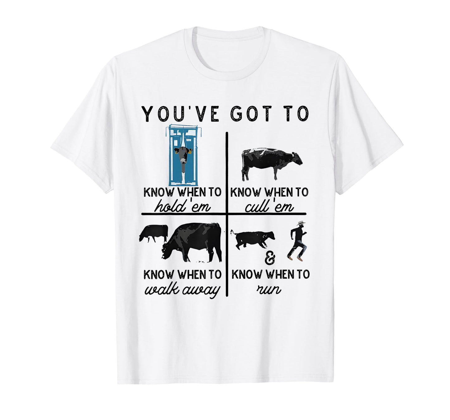 You've Got To Know When To Hold'em Retro Funny Cow Lover T-Shirt