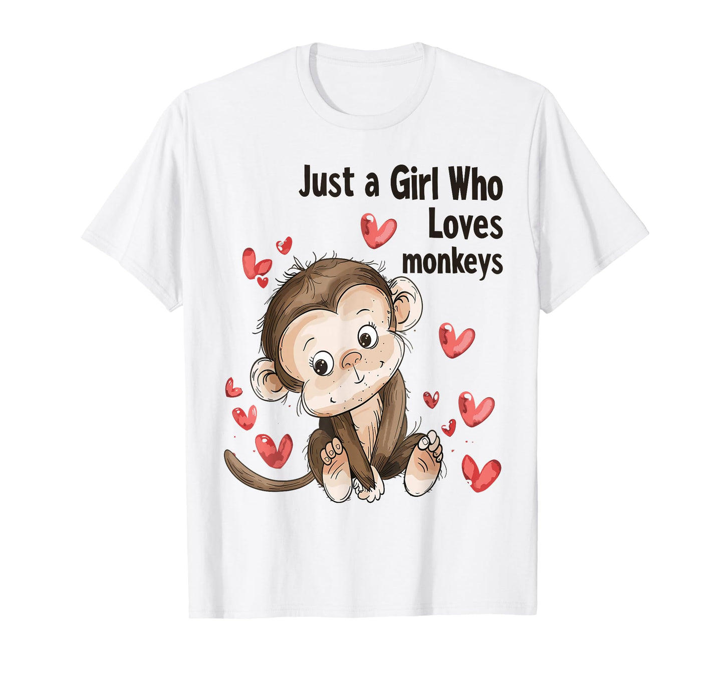 Cute Monkey Lovers Gift Just A Girl Who Loves Monkeys T-Shirt