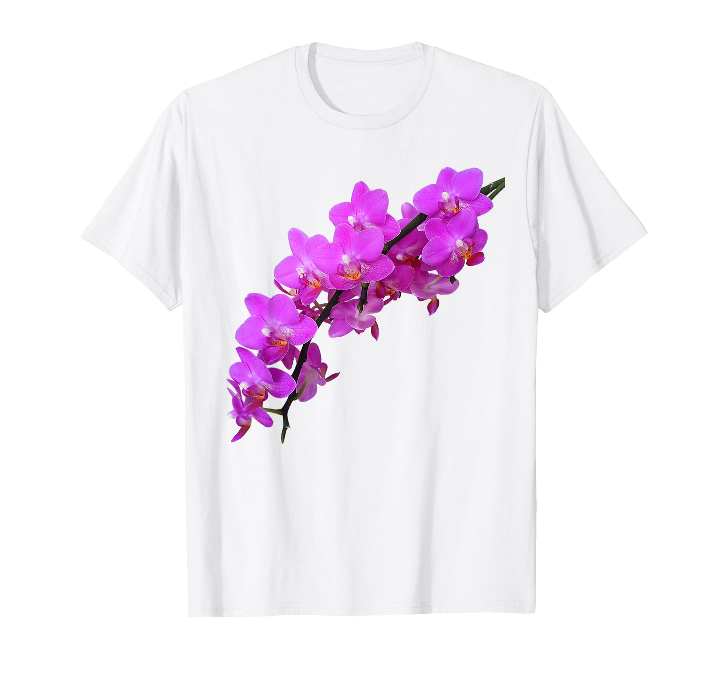 Branch of Pink Magenta Phalaenopsis Orchids 2 Shapes Mania T-Shirt