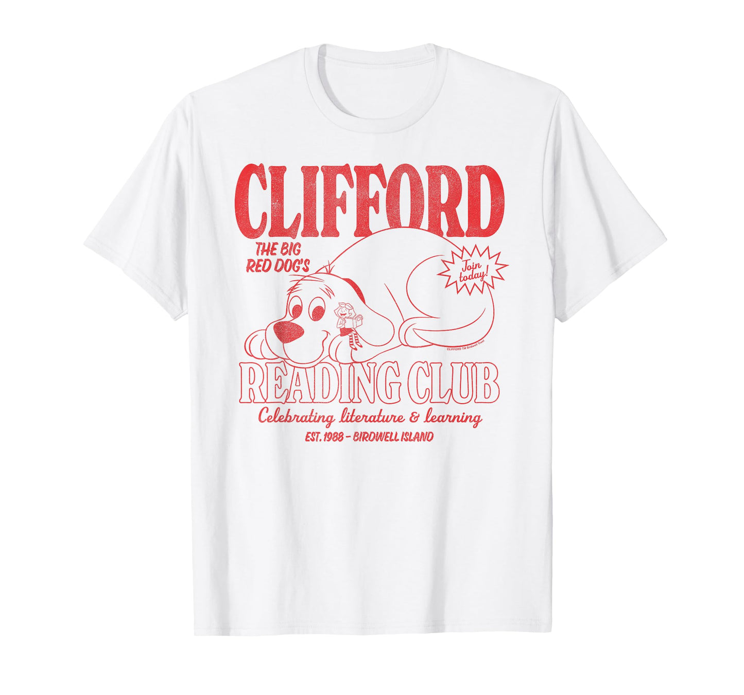 Clifford The Big Red Dog Reading Club Est. 1988 Kids Books T-Shirt