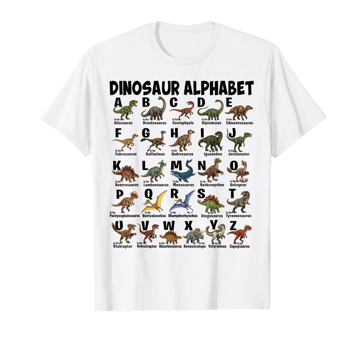 Types of Dinosaurs Alphabet A-Z Dino Girls Boys Dinosaur T-Shirt
