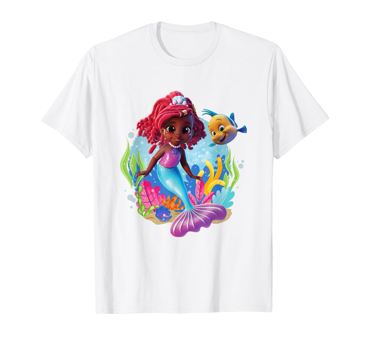 Disney Junior's Ariel Flounder And Ariel Under The Sea Logo T-Shirt