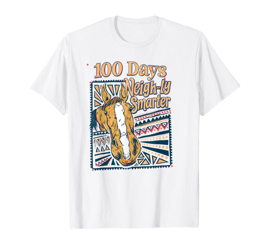 100 Days Neigh-ly Smarter Horse Kids 100th Day of School T-Shirt