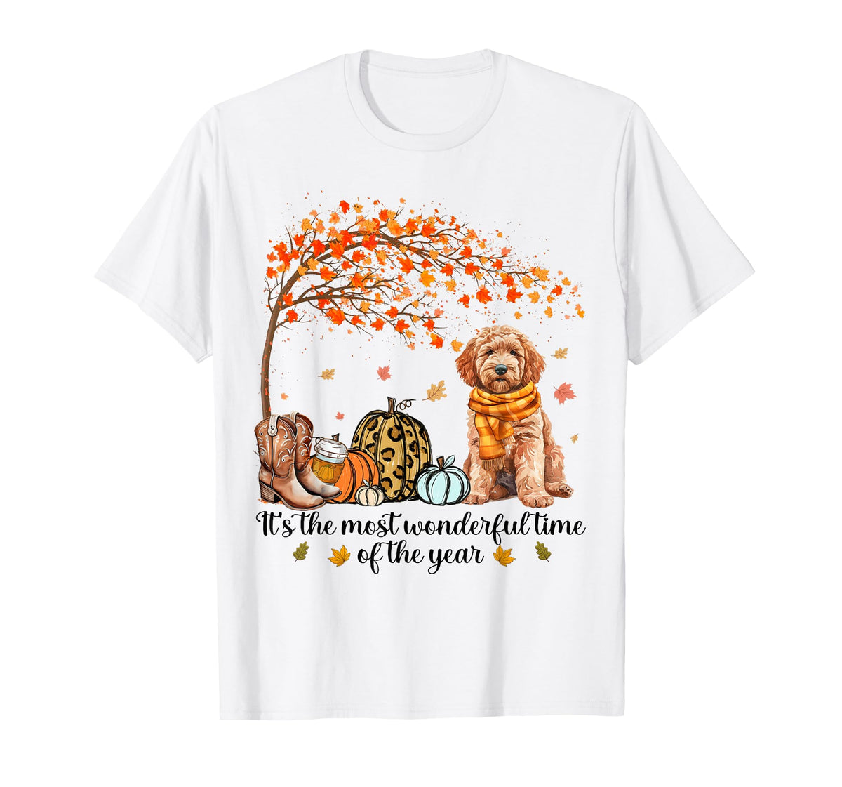 It’s The Most Wonderful Time Goldendoodle Pumpkins Autumn T-Shirt