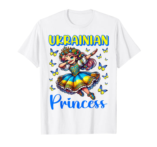 Ukrainian Princess Dab Girl Flag Dress Heritage for Kids T-Shirt