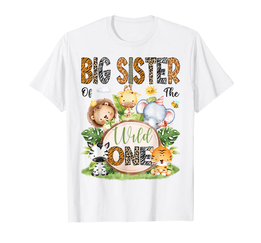 Big Sister Of The Wild One Safari Jungle 1St Birthday Kids T-Shirt