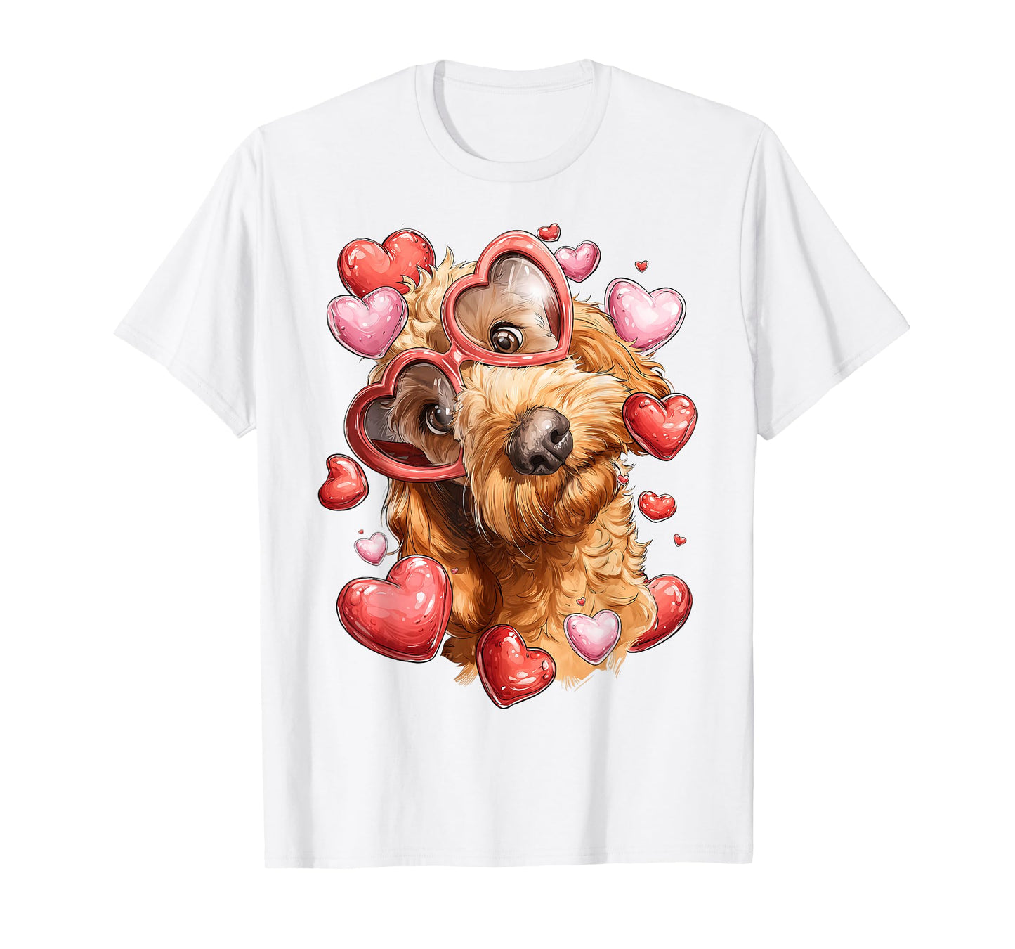 Golden Doodle Dog Goldendoodle Valentine's Day Heart T-Shirt