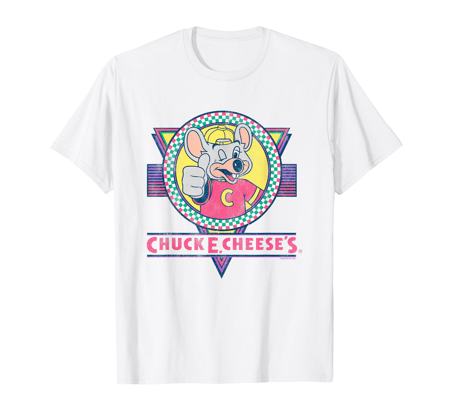 Chuck E. Cheese Winking Thumbs Up Logo Distressed T-Shirt