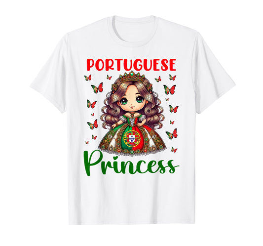 Portuguese Princess Portugal flag and Butterflies for girls T-Shirt